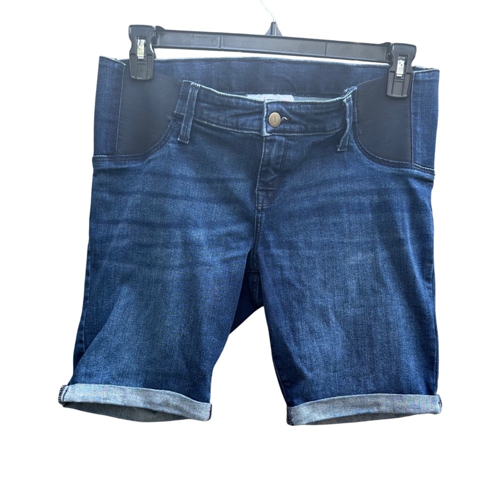 Isabel Maternity by Ingrid & Isabel Bermuda Denim Shorts Dark Wash Blue Size 10